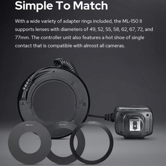 Godox ML-150II マクロ LED リング フラッシュ スピードライト GN12 0.1-2s リサイクル時間 5800K±200K ソニー キャノン ニコン 富士 オ_7