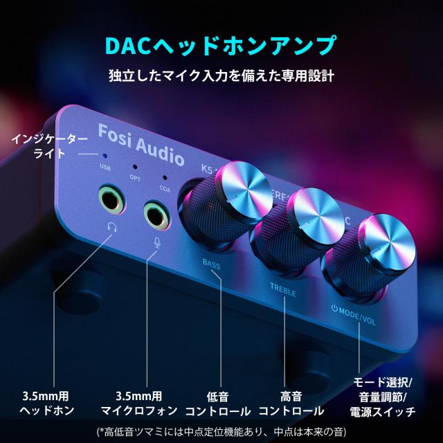 Fosi Audio K5 PRO DAC ヘッドフォンアンプ マイク対応 ミニ 小型 HiFi