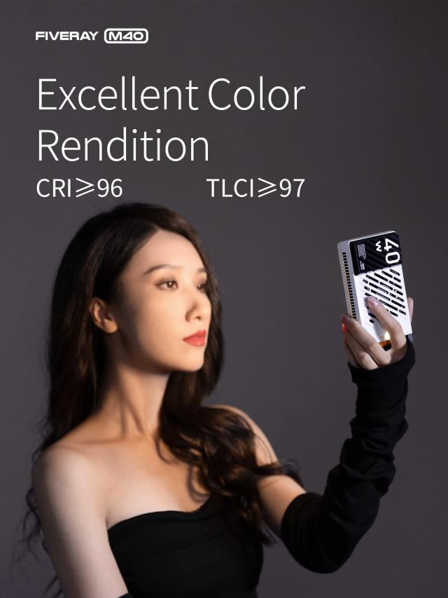 [公式旗艦店] ZHIYUN FIVERAY M40 40W ビデオライト LED 撮影ライト 小型 充電式 照明ライト 卓上 手持ちライト 14000LUX 2700K-6200K CR_4