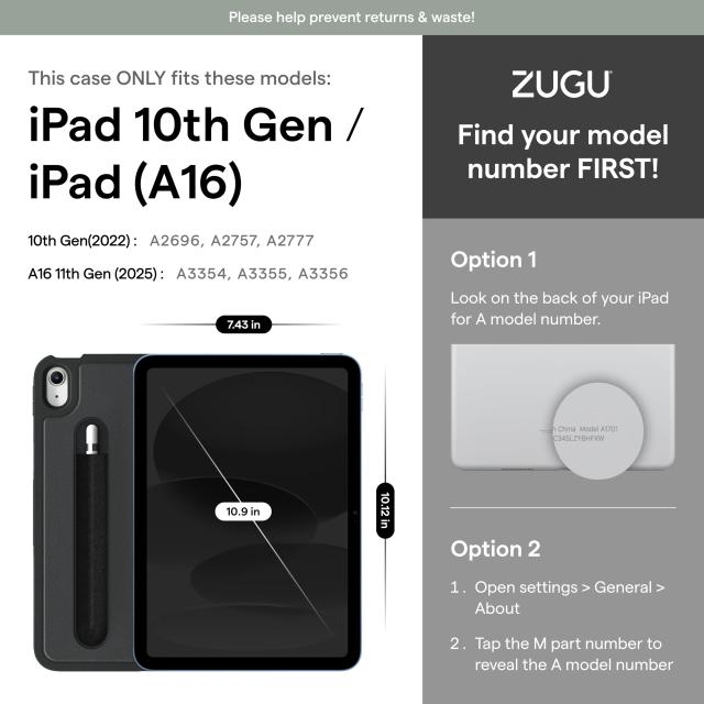 ZUGU iPad 第10世代 ケース (2022) 10.9インチ 極薄 落下衝撃保護 ８段階 スタンド 機能 オートスリープ ペンホルダー スマートカバー (i