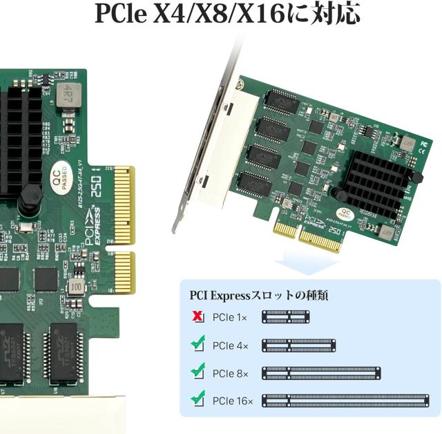 10Gtek 2.5G NIC 100/1000/2500Mbps PCIe ギガビット ネットワークカード LAN カード,クワッドRJ-45ポート,Realtek RTL8125コントローラ_1