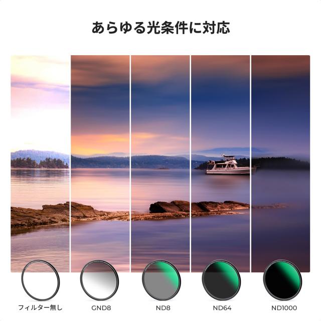 K＆F Concept 77mm 磁気アダプターリング+GND8+ND8+ND64+ND1000 5点セット NDフィルター ハーフNDフィルター 磁気吸着 装着便利 フィルタ_2
