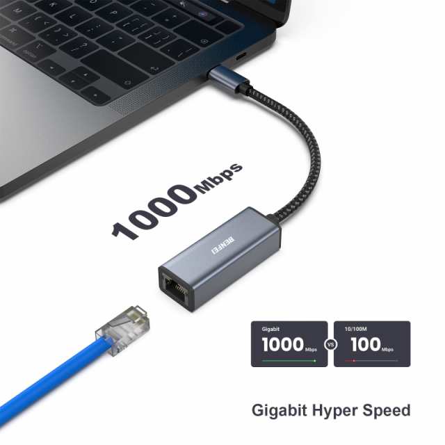 BENFEI 2個 有線LANアダプタ USB-C - イーサネットアダプター、USB Type-C (Thunderbolt 3/4) -  10/100/1000Mbps 高速 RJ45 ギガビットイの通販はau PAY マーケット - ふうまりストア | au PAY  マーケット－通販サイト