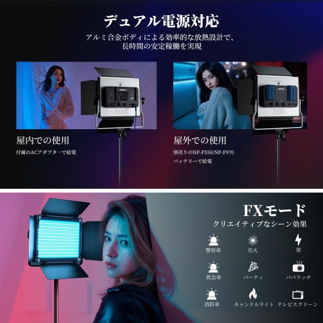 NEEWER LEDビデオライト 撮影用ライト スタンド付属 2パックセット APP 