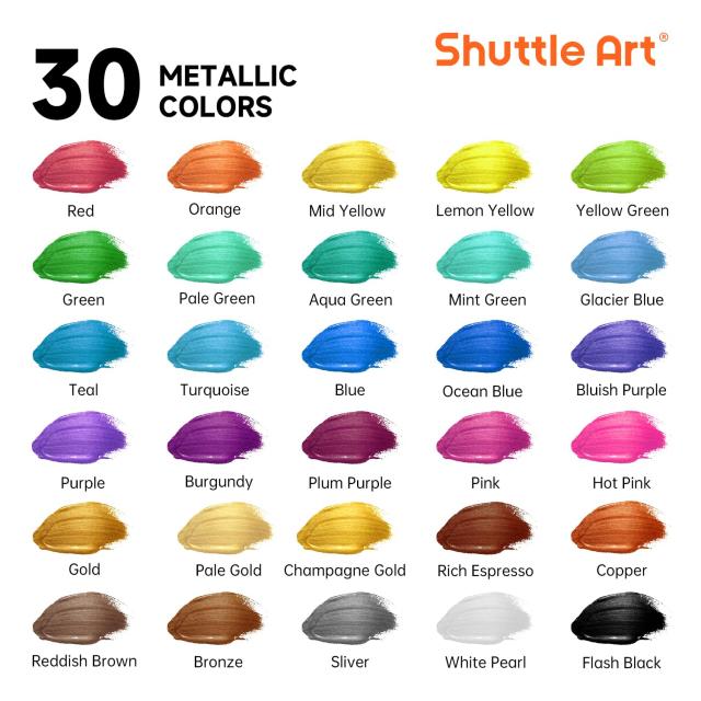 アクリル画 Shuttle Art アクリル絵の具 メタリック 30色セット アクリル