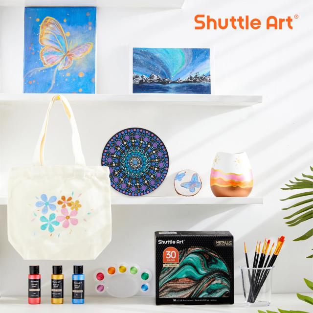 Shuttle Art アクリル絵の具 メタリック 30色セット アクリル
