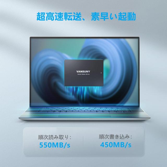 Vansuny 内蔵SSD 512GB SATA III SSD 2.5 インチ内蔵ソリッド ステート ドライブ 高度な 3D NAND フラッシュ 最大 500MB/秒の PC ラップ_2