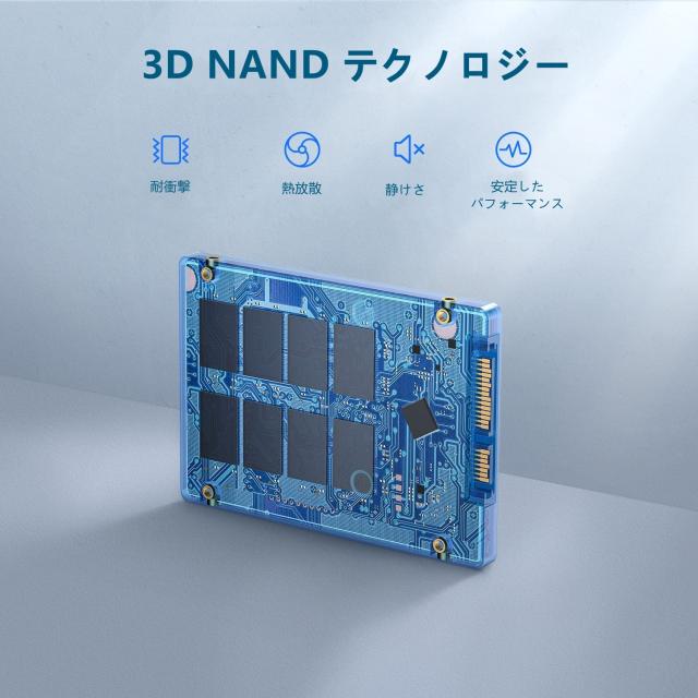 Vansuny 内蔵SSD 512GB SATA III SSD 2.5 インチ内蔵ソリッド ステート ドライブ 高度な 3D NAND フラッシュ 最大 500MB/秒の PC ラップ_3
