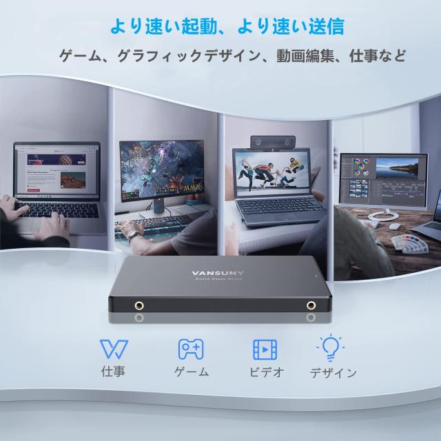 Vansuny 内蔵SSD 512GB SATA III SSD 2.5 インチ内蔵ソリッド ステート ドライブ 高度な 3D NAND フラッシュ 最大 500MB/秒の PC ラップ_4