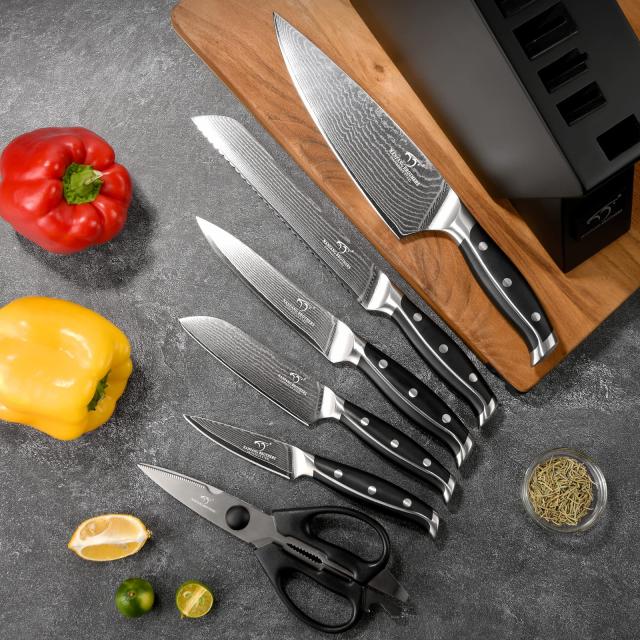 包丁セット Nanfang Brothers VG10鋼芯+ダマスカス鋼製 「三徳包丁 牛刀包丁 小型三徳包丁 パン切り包丁 ペティナイフ キッチンハサミ」の通販は 包丁セット Nanfang Brothers VG10鋼芯+ダマスカス鋼製 「三徳包丁 牛刀包丁 小型三徳包丁 パン切り包丁 ペティナイフ キッチンハサミ」の通販は