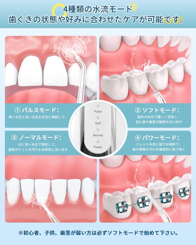 口腔洗浄器 ジェットウォッシャー ANWALE 替えノズル4本 4種類の水流