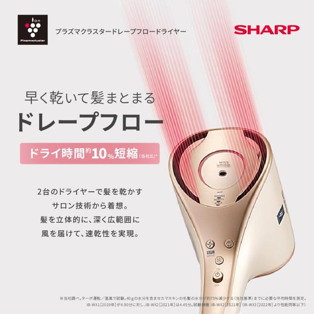 シャープ ドライヤー IB-WX3-W プラズマクラスタービューティ ドレープフロー 速乾 コンパクト BEAUTYモード フローズンホワイト_2