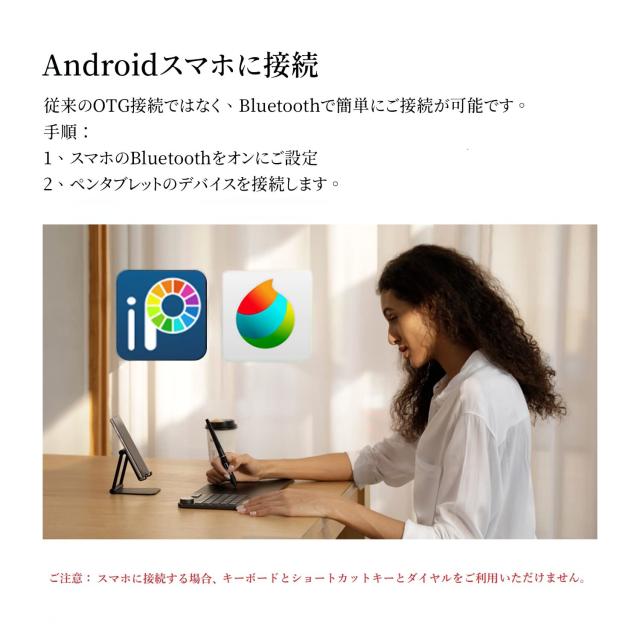 HUION ペンタブレット 板タブ 8.9 x 5.6インチ ワイヤレス Bluetooth対応 左手キーとダイヤル 効率的にお絵描き Windows Mac Android Chr_7