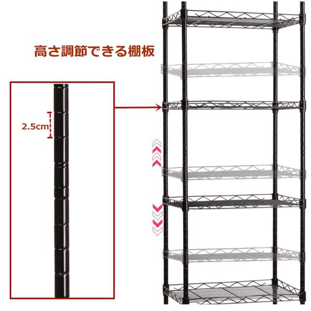 Fainyearn スチールラック レンジ台 キッチンラック 収納ラック キッチン 整理棚 本棚 シェルフ棚 メタル製 メタルラック 高さ調節 幅42c_5