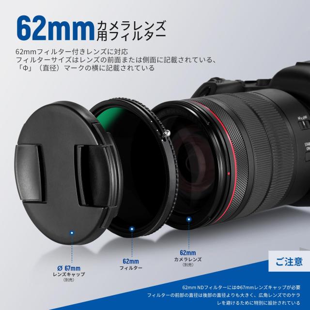 NEEWER 2 in 1 62mm 可変NDフィルター ND2？ND32＆CPL多機能フィルター 1枚2役 X状ムラなし HD光学ガラス 30層ナノコーティング 撥水防汚キ_6