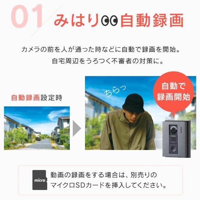 アイリスオーヤマ(IRIS OHYAMA) テレビドアホン TD-SM3010-WSH ホワイト/ガンメタリック_2