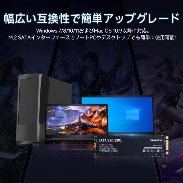 fanxiang S201 M.2 SATA SSD 256GB 2280 3D NAND TLC採用 SATA？ 6Gb/s m2 ssd 最大読取 530MB/s 内蔵SSD 耐久性 ノートパソコン/デスク_5