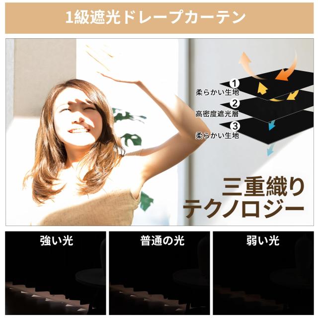 Deconovo 遮光カーテン ドレープカーテン 無地 幅180cm丈230cm ブラック 2枚入 1級遮光 おしゃれ 仕切り 幅広い 形状記憶加工 北欧 UVカ_4