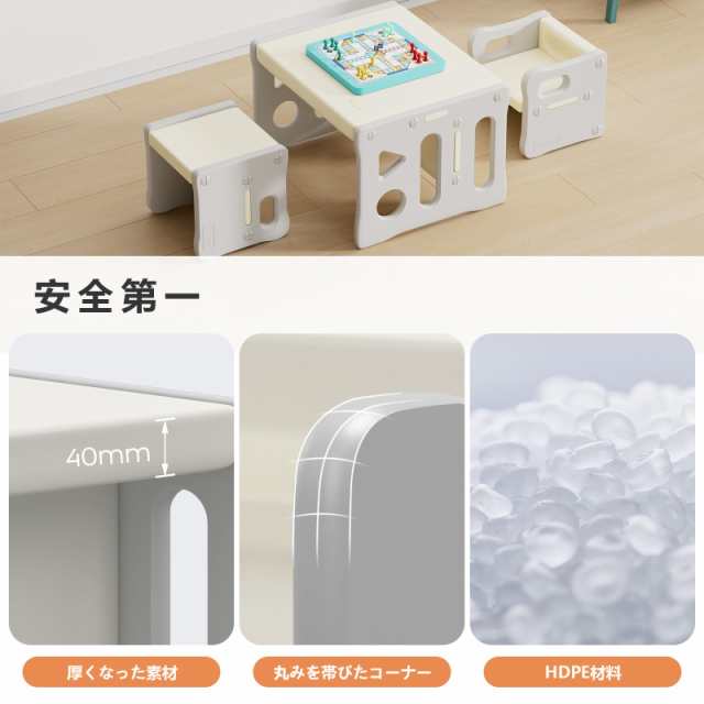 BanaSuper 子供用テーブルと椅子3点セット アクティビティ デスク チェア プラスチック 多機能 収納 家具  リビング学習/絵かき/ダイニンの通販はau PAY マーケット - Litlulu Meena | au PAY マーケット－通販サイト