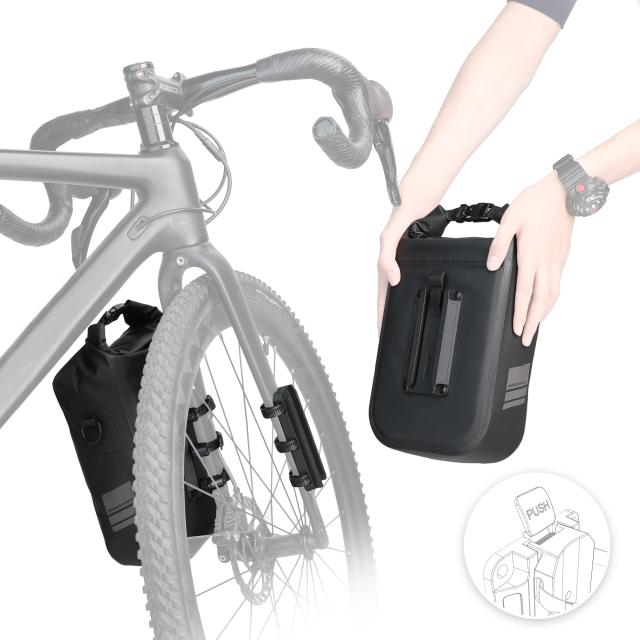 自転車 フォークバッグ ラック不要 ワンタッチ 完全防水 取付具付 4Lペア 自転車 フォークバッグ ラック不要 ワンタッチ 完全防水 取付具