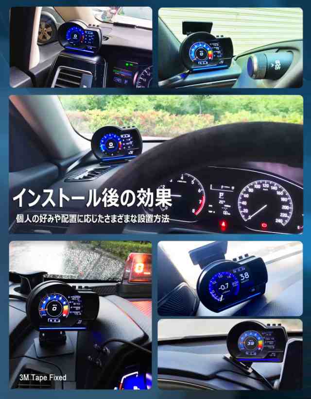 GIGC 車ヘッドアップディスプレイ、スピードメーター、タコメーター、GPS+OBD2モード マルチメーター、障害診断、警告機能付き（日本語版の通販はau  PAY マーケット - ふうまりストア | au PAY マーケット－通販サイト