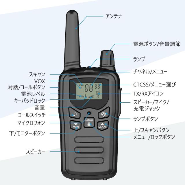 トランシーバー 無線機 免許不要 特定小電力 充電式 簡単操作