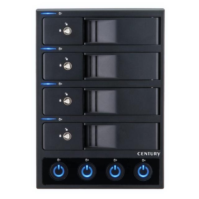 センチュリー 独立電源スイッチ搭載USB3.2 Gen1接続3.5インチSATA×4 HDDケース「裸族のカプセルホテル Ver.3」 CRCH35U3IS3_FP_1