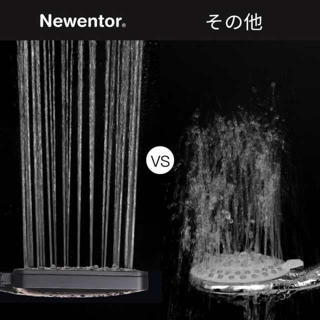 Newentor シャワーヘッド 四角 6階段モード80%節水率 マイクロ