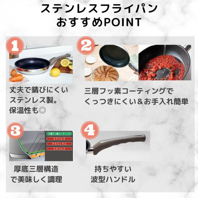 ケヴンハウン(Kevnhaun) KEVNHAUNステンレスディープパン24cm KVDP24 フッ素樹脂加工 お手入れ簡単KEVNHAUNPFOA不使用の深型設計で煮込み_3