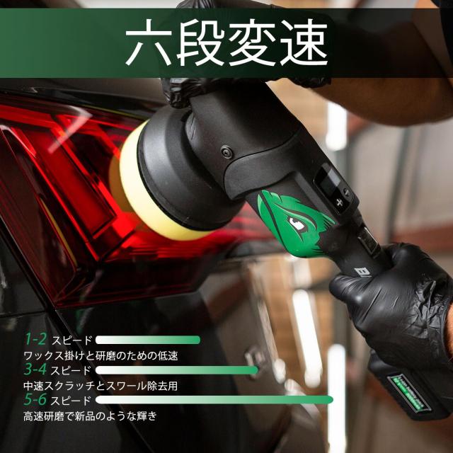 BATOCA S2 ダブルアクション ポリッシャー 車 コードレス 充電式 カー ポリッシャー 125mm 5.0Ah大容量 12V バッテリー2個付属 6段変速 2_3
