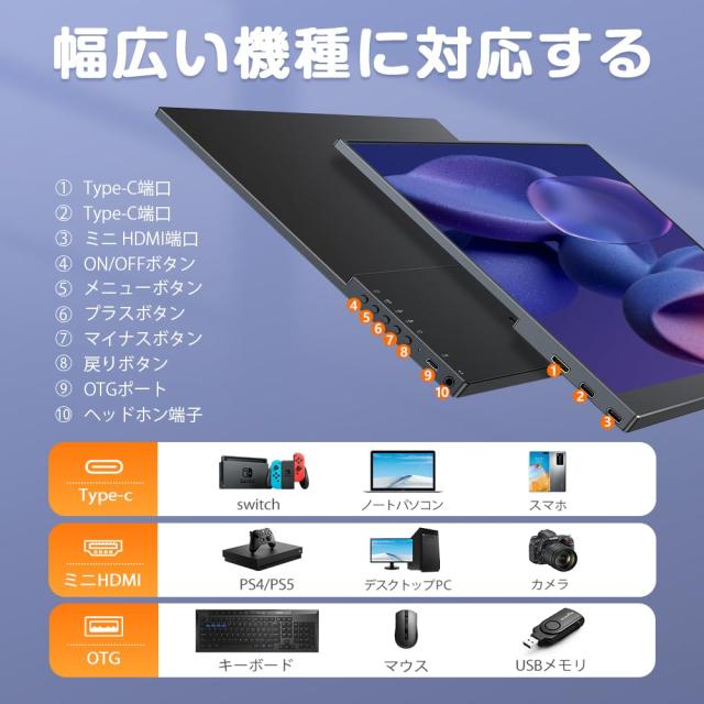14インチ モバイルモニター 2K UPERFECT モバイルディスプレイ 466g超
