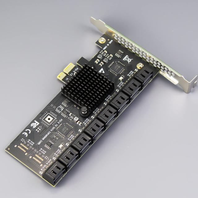 GLOTRENDS SA3116J 16ポートPCIe SATA3.0拡張カード、SATAケーブルおよび1:5 SATAスプリッタ電源ケーブル付属、Windows,Linux,Mac OS,NAS_1