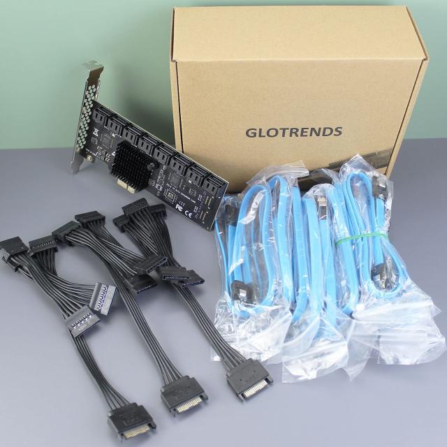 GLOTRENDS SA3116J 16ポートPCIe SATA3.0拡張カード、SATAケーブルおよび1:5 SATAスプリッタ電源ケーブル付属、Windows,Linux,Mac OS,NAS_7