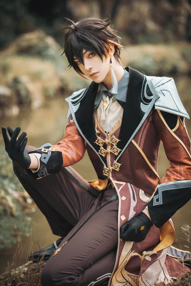 NOKIJP] 原神 コスプレ 鍾離 コスプレ衣装 ウィッグ付き 璃月
