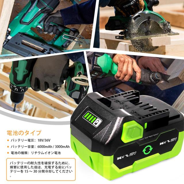 36V(3.0Ah)/18V(6.0Ah) 2個 交換バッテリーモデル BSL36A18 36V(3.0Ah)/18V(6.0Ah) 2個 交換バッテリーモデル BSL36A18