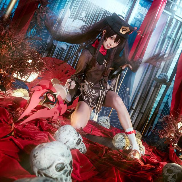 NOKIJP] 原神 コスプレ 胡桃 コスプレ衣装 ウィッグ付き 璃月 雪