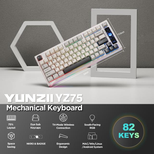 YUNZII YZ75 75% ホットスワップ対応ワイヤレスゲーミング YUNZII YZ75 75% ホットスワップ対応ワイヤレスゲーミング