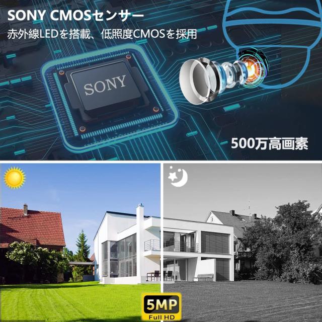 5MP・光学5倍ズーム・自動追跡】KPACOT 防犯カメラ 屋外 PoE