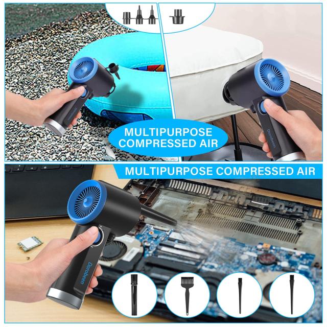 DOROBEEN 電動エアダスター、コードレスハンドヘルドエアーブロワー、無段変速、41000RPM、ポータブル充電式6000mAhバッテリー、コンピュ_4