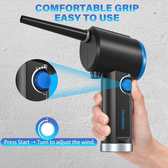 DOROBEEN 電動エアダスター、コードレスハンドヘルドエアーブロワー、無段変速、41000RPM、ポータブル充電式6000mAhバッテリー、コンピュ_5
