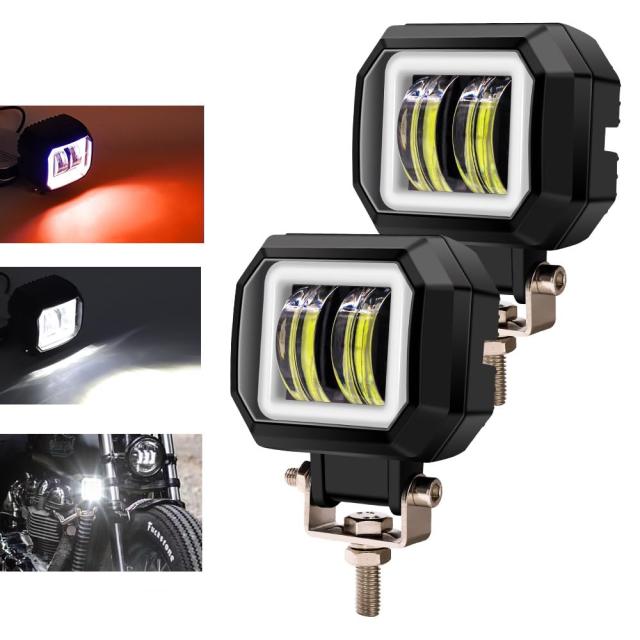 X-STYLE バイク フォグランプ led カットライン有り 2色 白+赤い