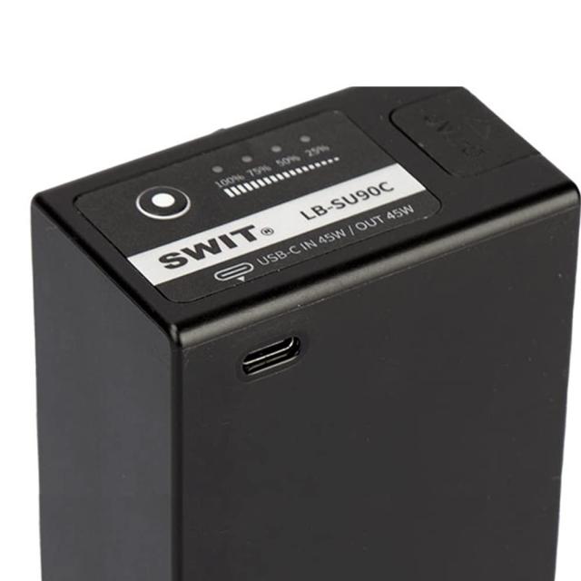 SWIT LB-SU90C BP-U シリーズ バッテリー、90Wh / 6.2Ah 容量 BP-U シリーズ カメラ バッテリー、D-tap ＆ USB-C、複数回路保護付き