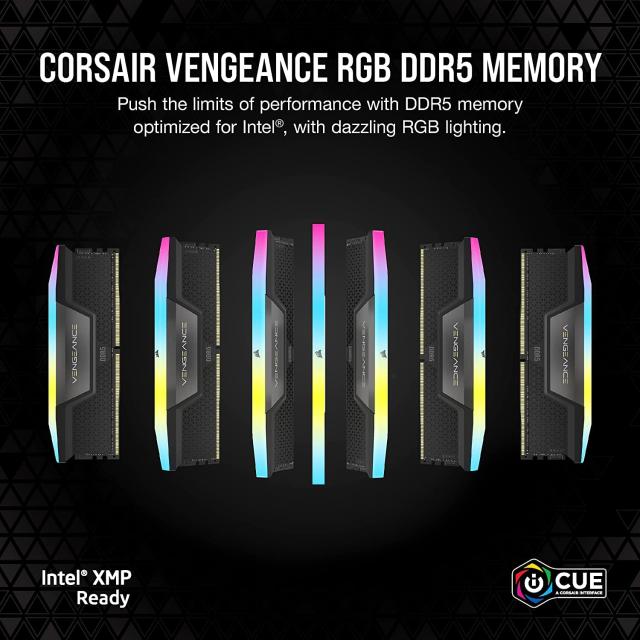 CORSAIR DDR5-6400MHz デスクトップPC用メモリ VENGEANCE RGB DDR5シリーズ (PC5-51200) Intel XMPメモリキット 32GB ブラック [16GB×2