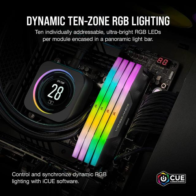 CORSAIR DDR5-6400MHz デスクトップPC用メモリ VENGEANCE RGB DDR5シリーズ (PC5-51200) Intel XMPメモリキット 32GB ブラック [16GB×2