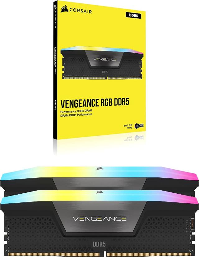CORSAIR DDR5-6400MHz デスクトップPC用メモリ VENGEANCE RGB DDR5シリーズ (PC5-51200) Intel XMPメモリキット 32GB ブラック [16GB×2