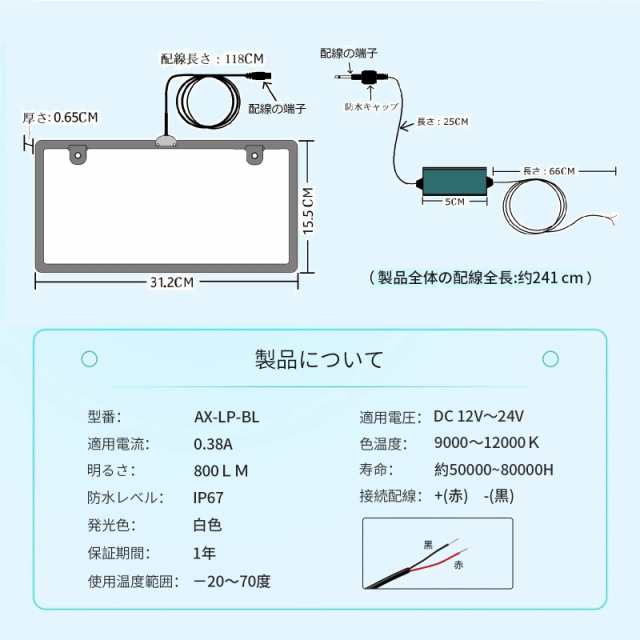 AX2V 字光式ナンバープレート LED 防水 軽自動車 普通車 超高輝度 全面