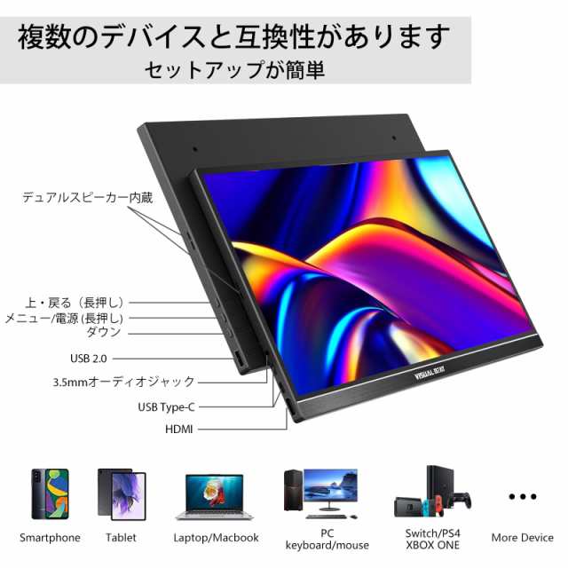 Visual Beat モバイルモニターモバイルディスプレイ15.6インチ FHD 1080p ゲームモニターIPSLCDパネルタッチパネルUSB  Type-C mini-HDMI の通販はau PAY マーケット - Litlulu Meena | au PAY マーケット－通販サイト