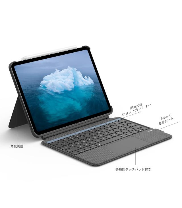Earto for iPad Pro 11 第4/3/2/1世代 キーボード付きケース 多機能 