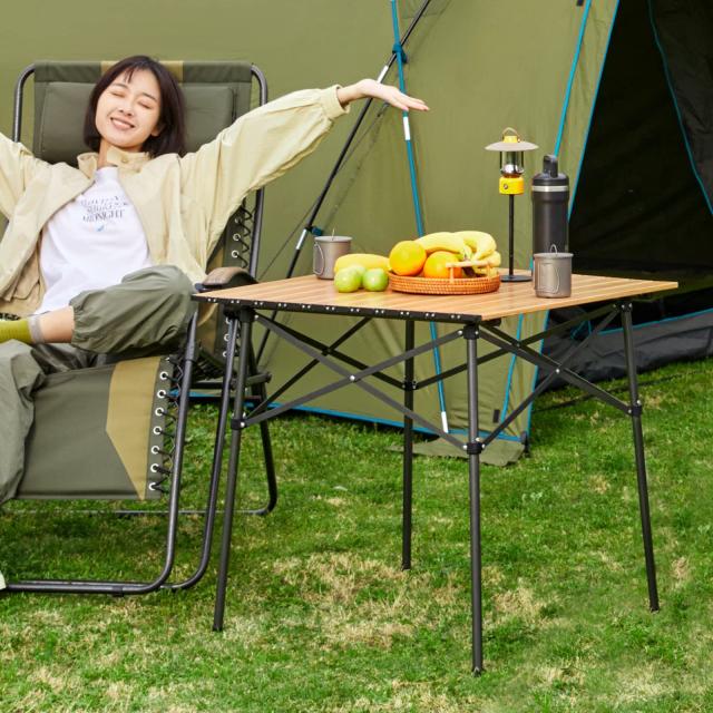 TIMBER RIDGE アウトドアテーブル 折りたたみ 70*70*70cm テレワーク