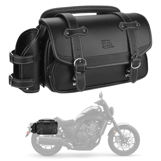 自転車用サドルバッグ 9L ブラック➕サポート（レブル） KEMIMOTO サイドバッグ 9L マフラー対応 干渉なし バイク用 サドル
